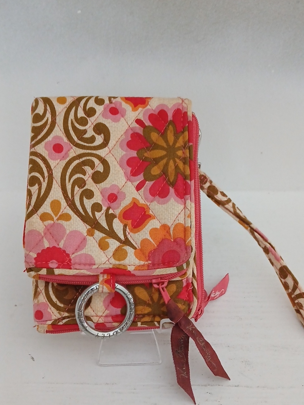 Vera Bradley Floral Quilted Wristlet Wallet - Pink & Brown